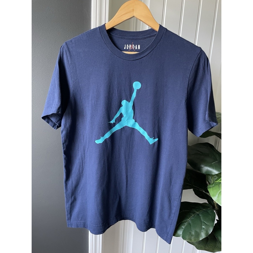 Jordan Blue Jumpman Logo Graphic T-Shirt Crew Neck Short Sleeve Men's Size L